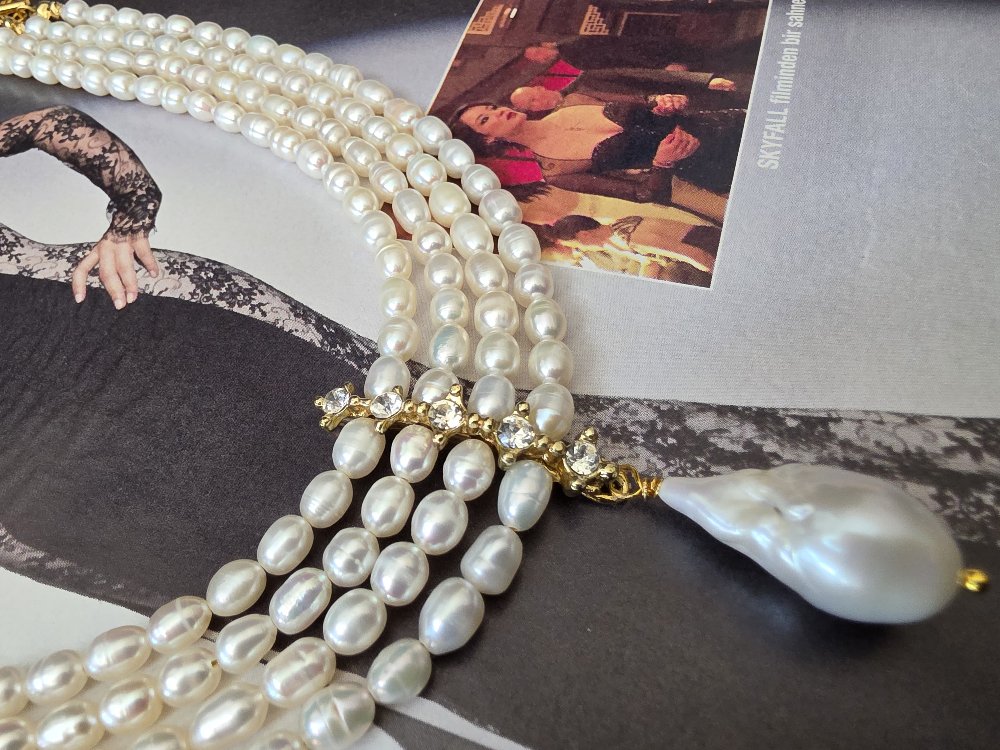 Gerçek 4 sıra İnci Choker Kolye(Sadece Kolye Fiyatıdır)