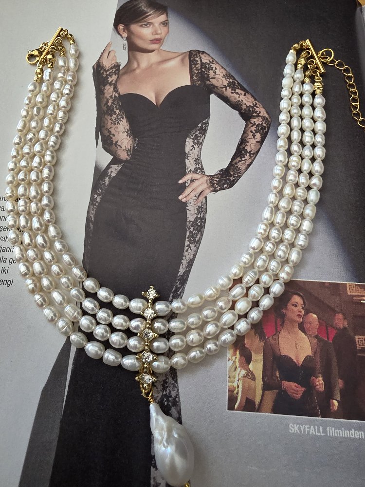 Gerçek 4 sıra İnci Choker Kolye(Sadece Kolye Fiyatıdır)