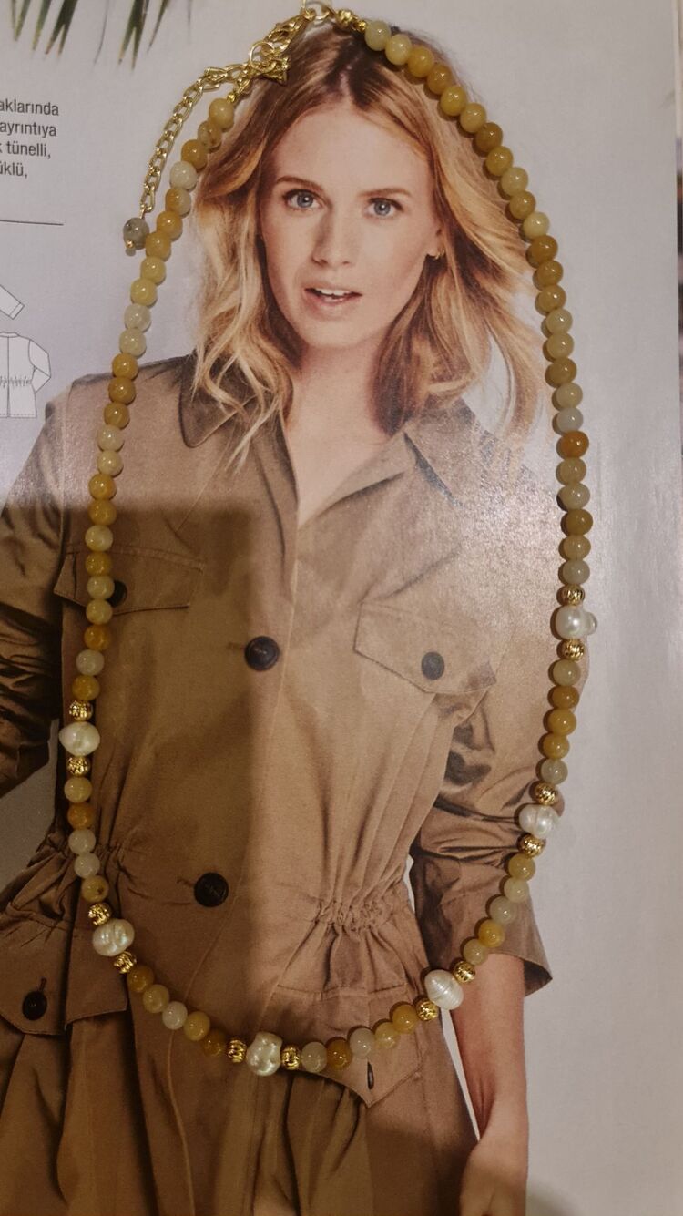  Doğaltaş ve İnci kolye 