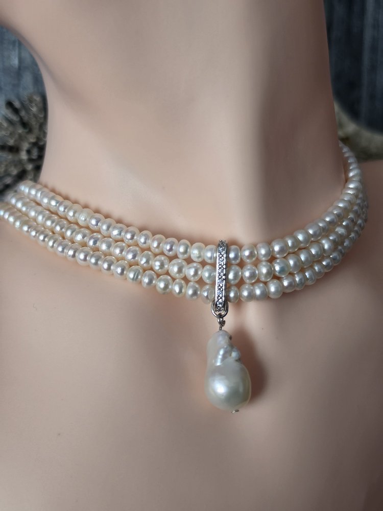 Gerçek İnci Choker Kolye 