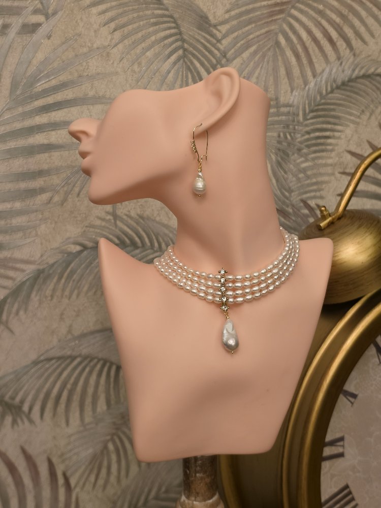 Gerçek 4 sıra İnci Choker Kolye(Sadece Kolye Fiyatıdır)