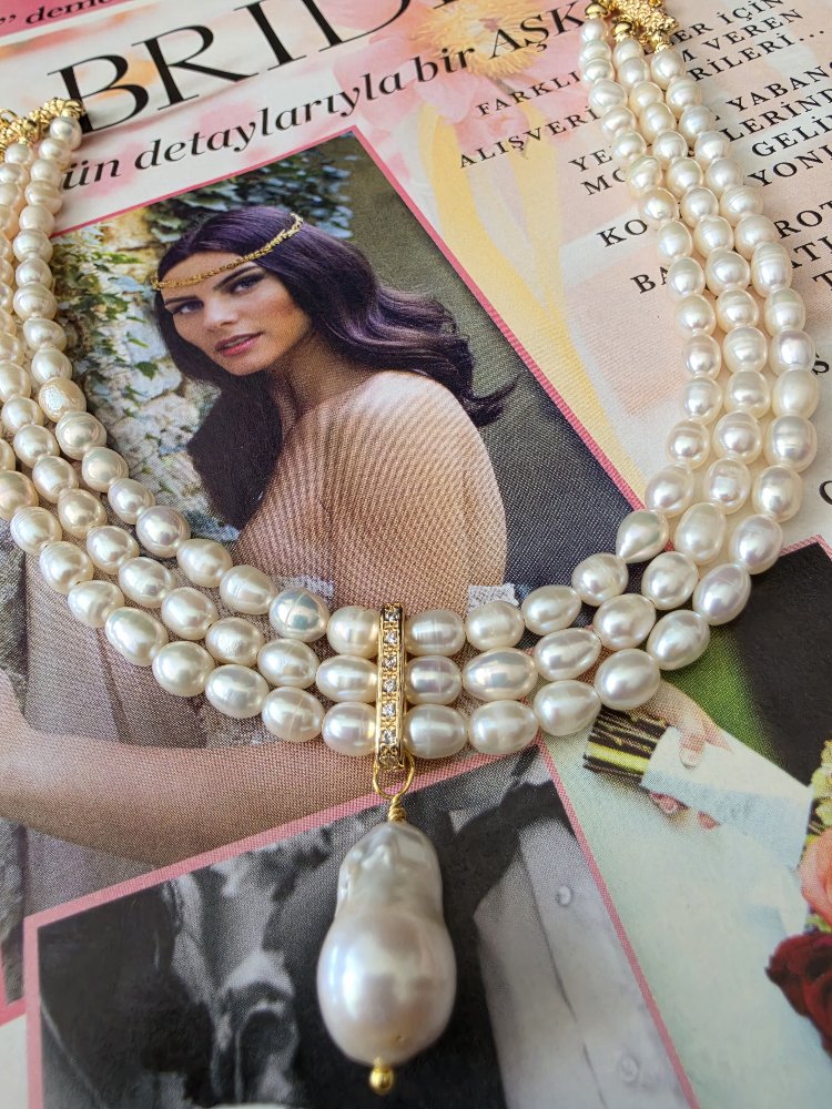 Gerçek İnci Choker Kolye(Küpe Fiyata Dahil Değildir)