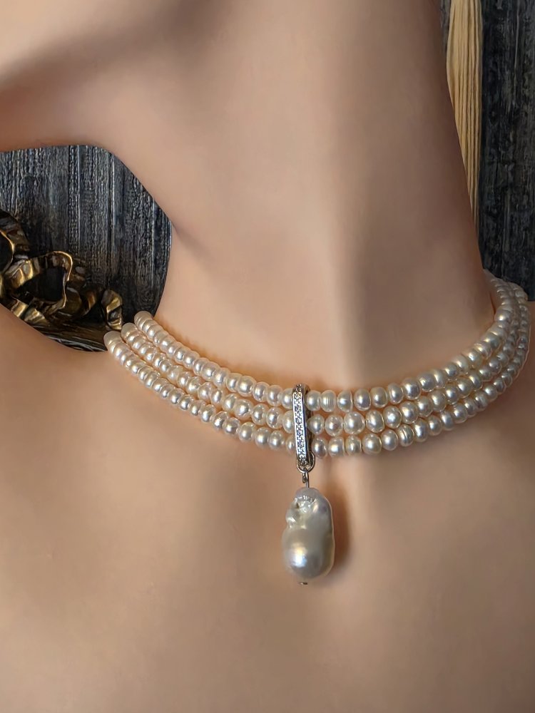 Gerçek İnci Choker Kolye 