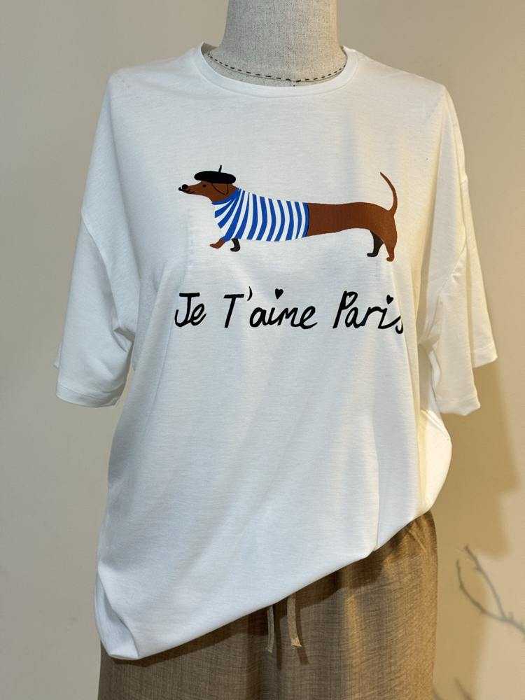 Uzun köpek figürlü Tshirt