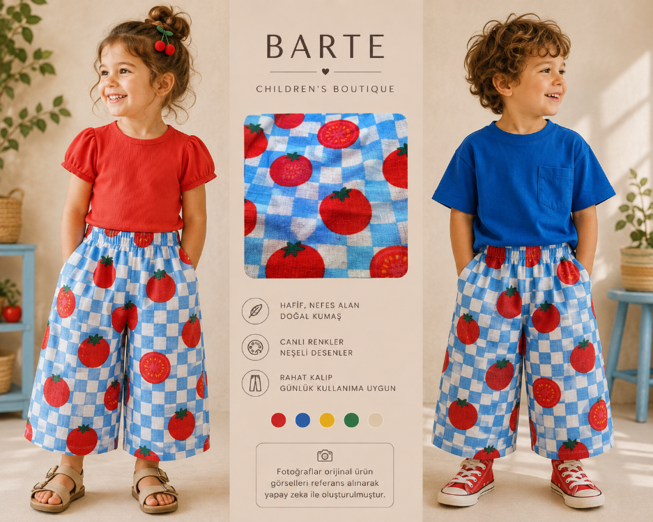 Domates güzeli müslin balon pantolon