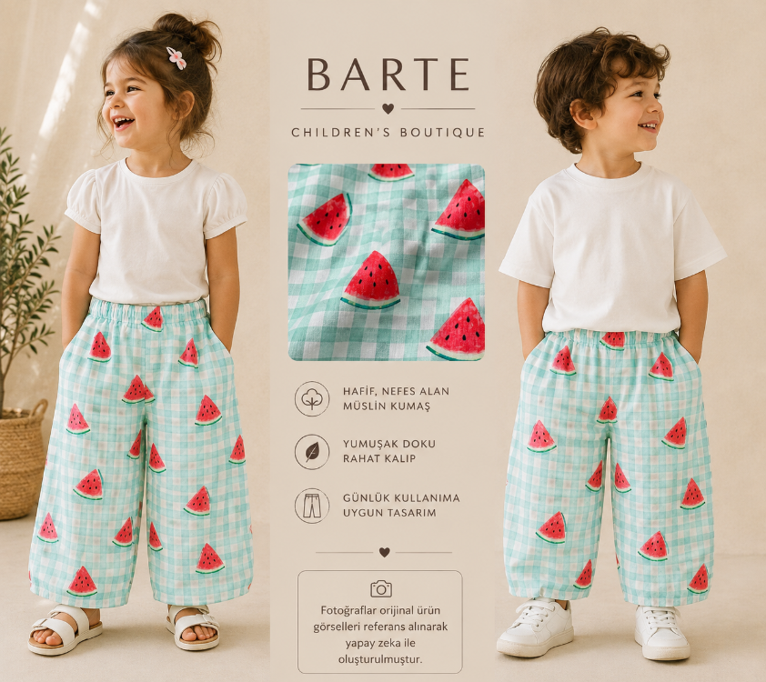 Karpuz güzeli poplin balon pantolon 