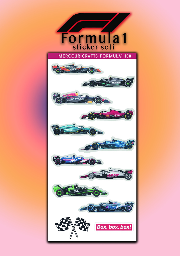 3'lü Sticker (36 adet) Formula1 Sticker Seti - Planner Ajanda