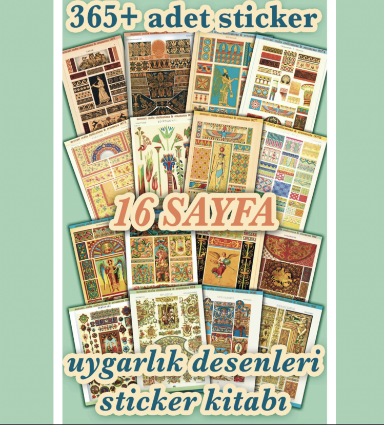 Uygarlık Desen Sticker Set - 360+ Adet Etiket - Yunan, Mısır, Rönesans Scrapbooking Seti