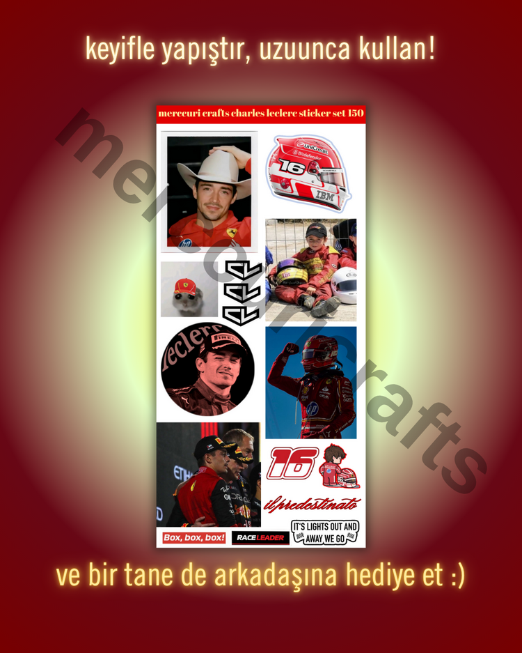Charles Leclerc F1 Sticker Seti (34+ adet, Yüksek Kaliteli) - Defter, Ajanda