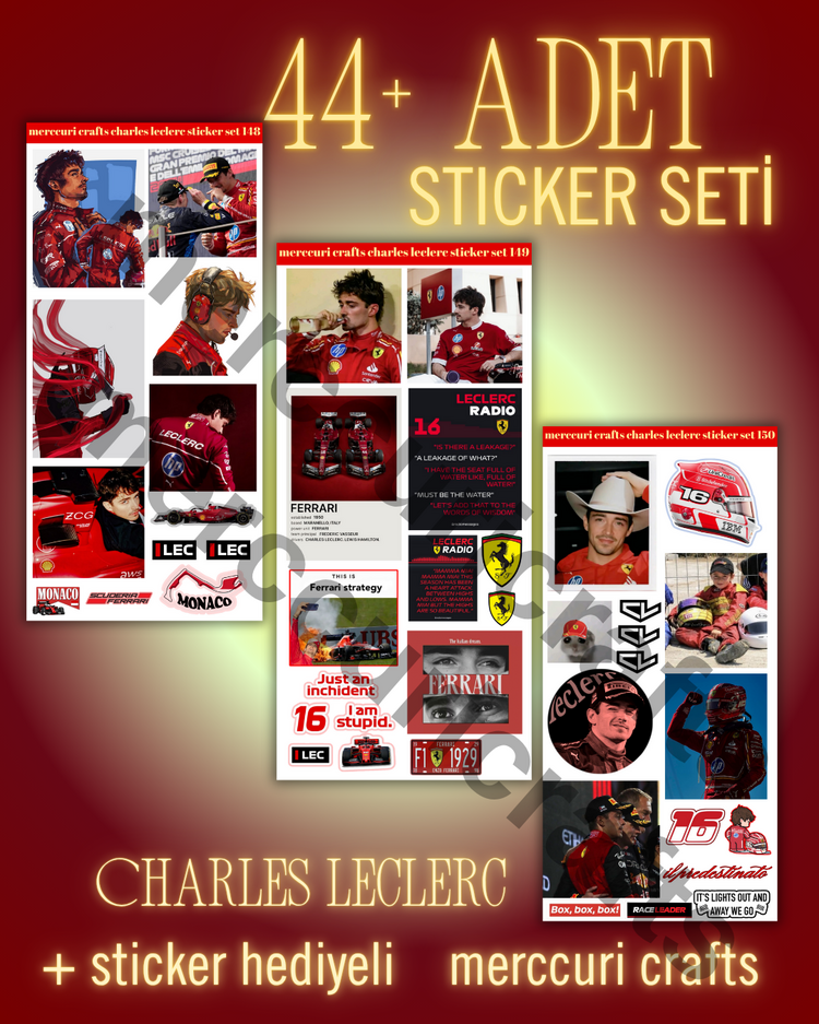 Charles Leclerc F1 Sticker Seti (34+ adet, Yüksek Kaliteli) - Defter, Ajanda