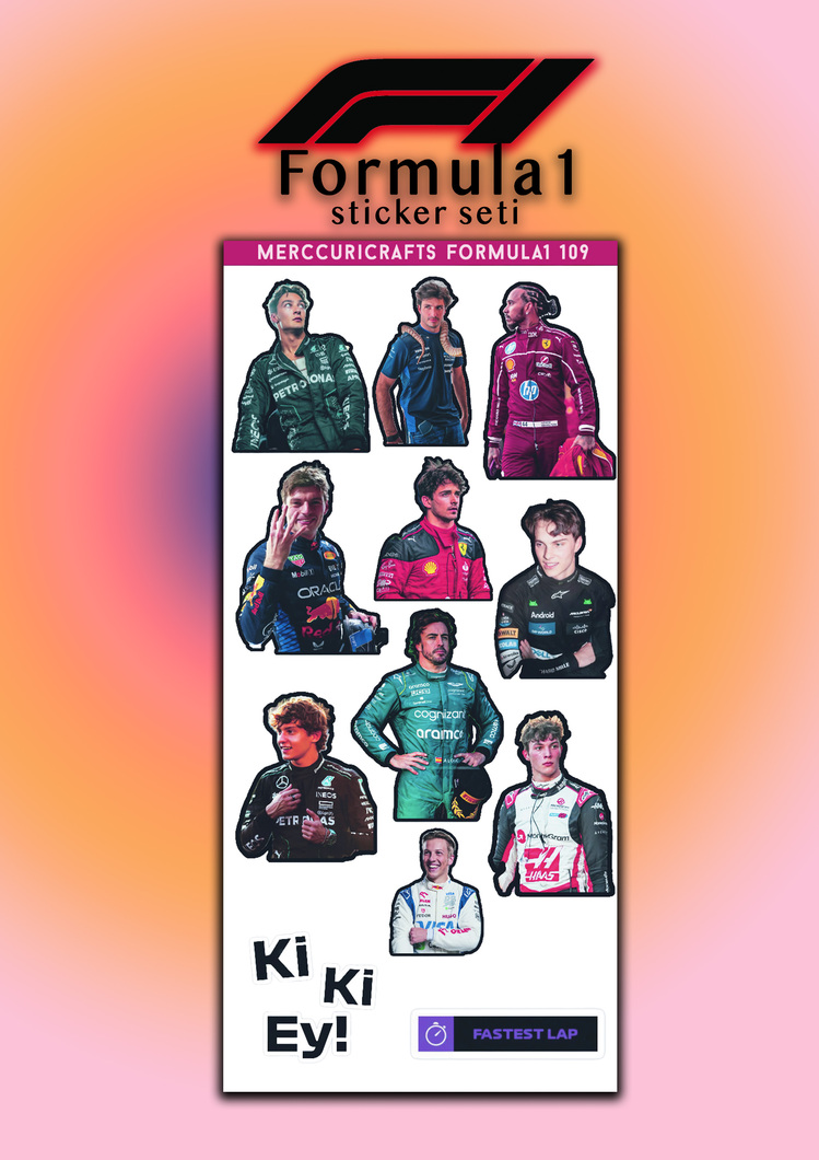 3'lü Sticker (36 adet) Formula1 Sticker Seti - Planner Ajanda