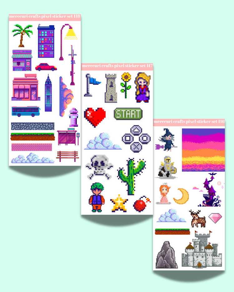 Pixel Sticker Set - 205+ Adet Çıkartma - Scrapbook, Ajanda