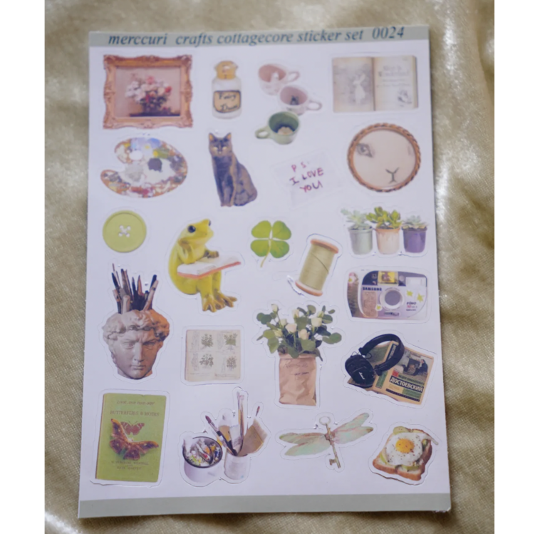cottagecore sticker etiket kağıdı (22 adet sticker) ajanda defter scrapbooking folklore