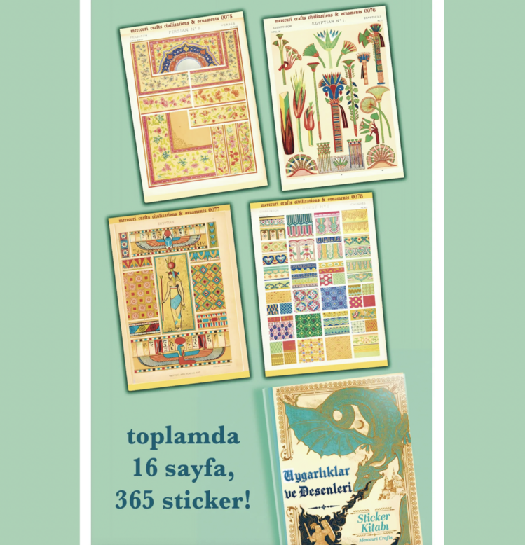 Uygarlık Desen Sticker Set - 360+ Adet Etiket - Yunan, Mısır, Rönesans Scrapbooking Seti