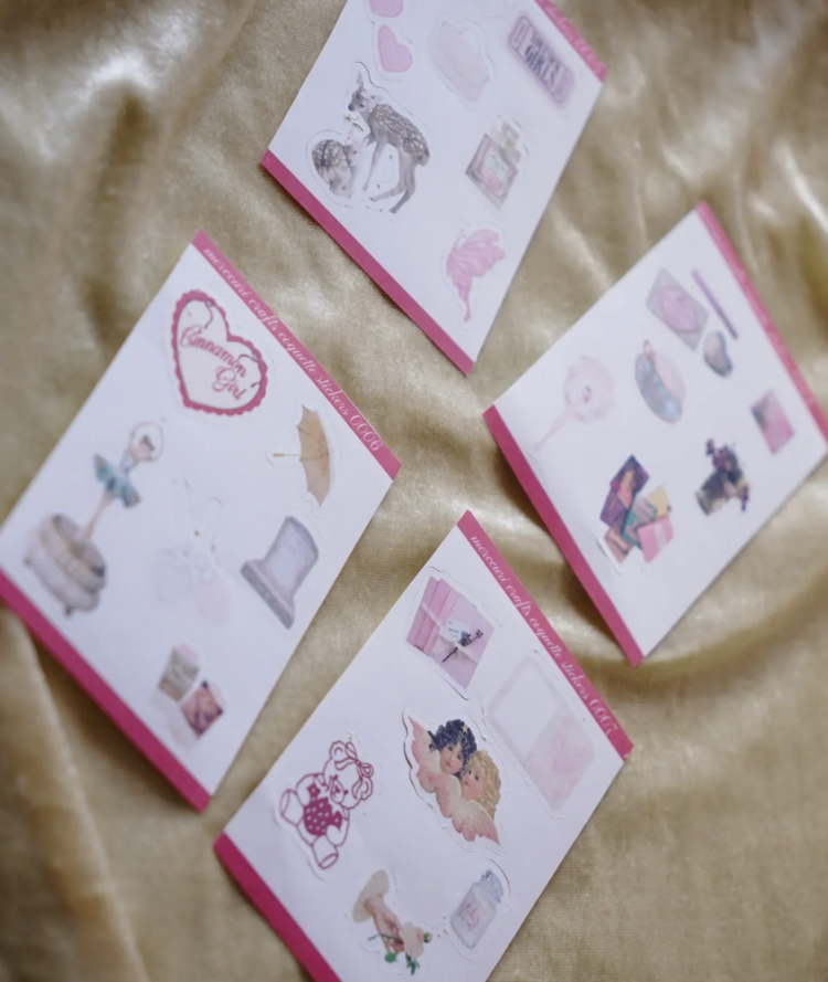4'lü Sticker 25 Adet Soft Coquette Lana Del Rey Pembe Estetik Sticker Etiket Planner Ajanda Lap