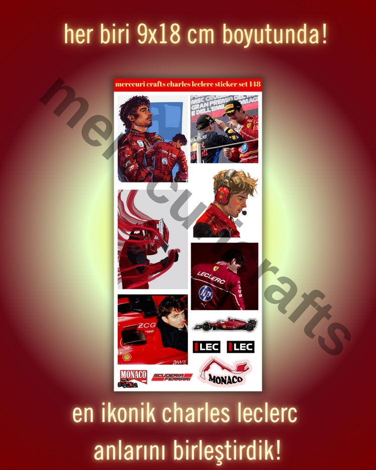 Charles Leclerc F1 Sticker Seti (34+ adet, Yüksek Kaliteli) - Defter, Ajanda