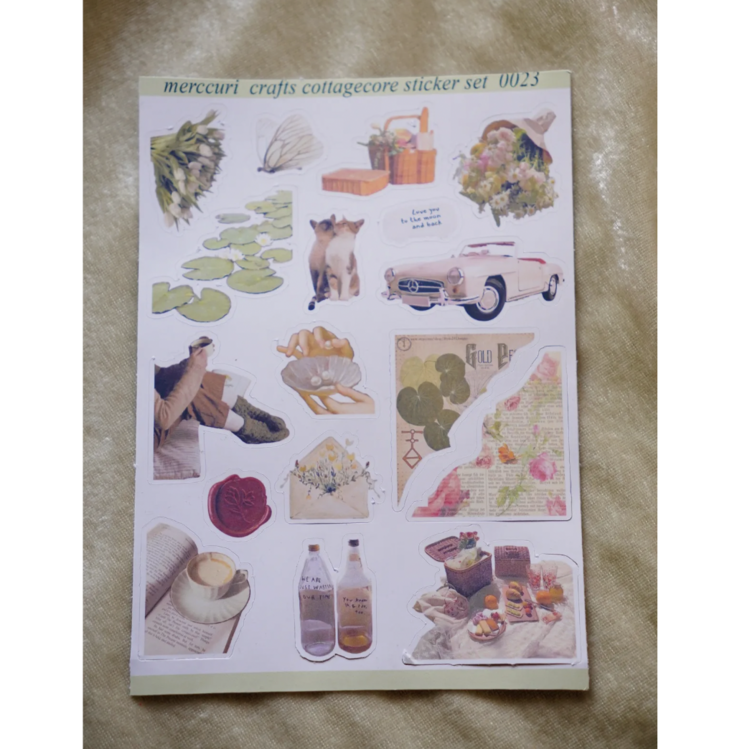 cottagecore sticker etiket (20 adet sticker) ajanda defter scrapbooking folklore