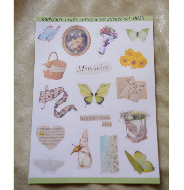 cottagecore sticker etiket kağıdı (17 adet sticker) ajanda defter scrapbooking folklore