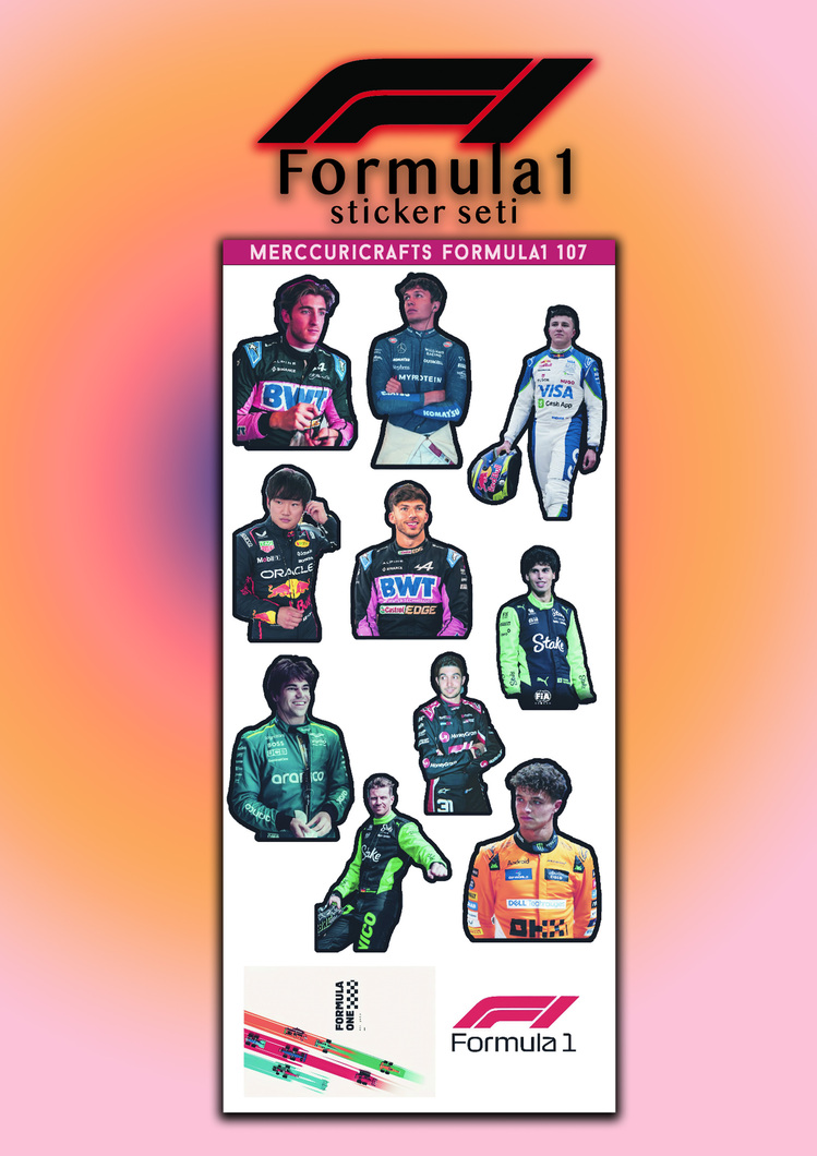3'lü Sticker (36 adet) Formula1 Sticker Seti - Planner Ajanda