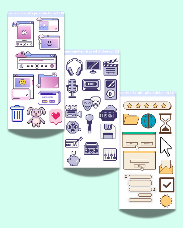 Pixel Sticker Set - 205+ Adet Çıkartma - Scrapbook, Ajanda