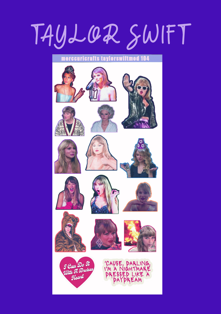 3'lü Sticker (49 adet) Taylor Swift Mod Sticker Seti - Planner
