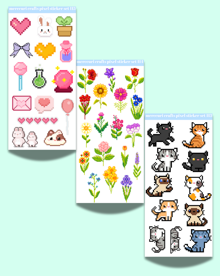 Pixel Sticker Set - 205+ Adet Çıkartma - Scrapbook, Ajanda