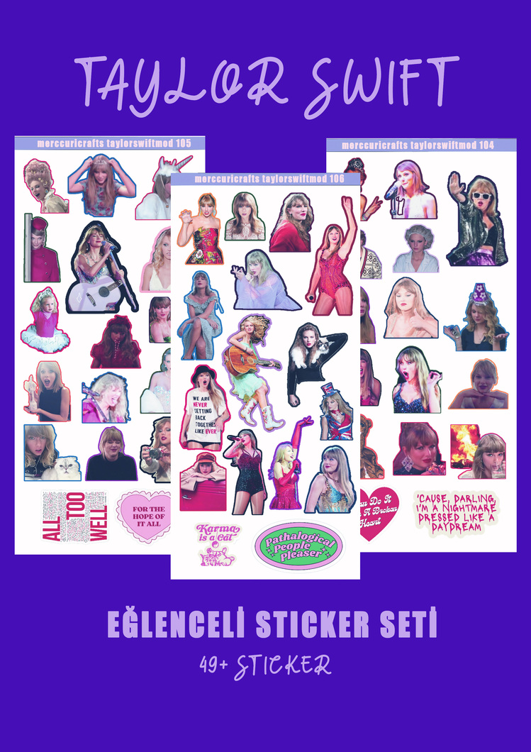 3'lü Sticker (49 adet) Taylor Swift Mod Sticker Seti - Planner