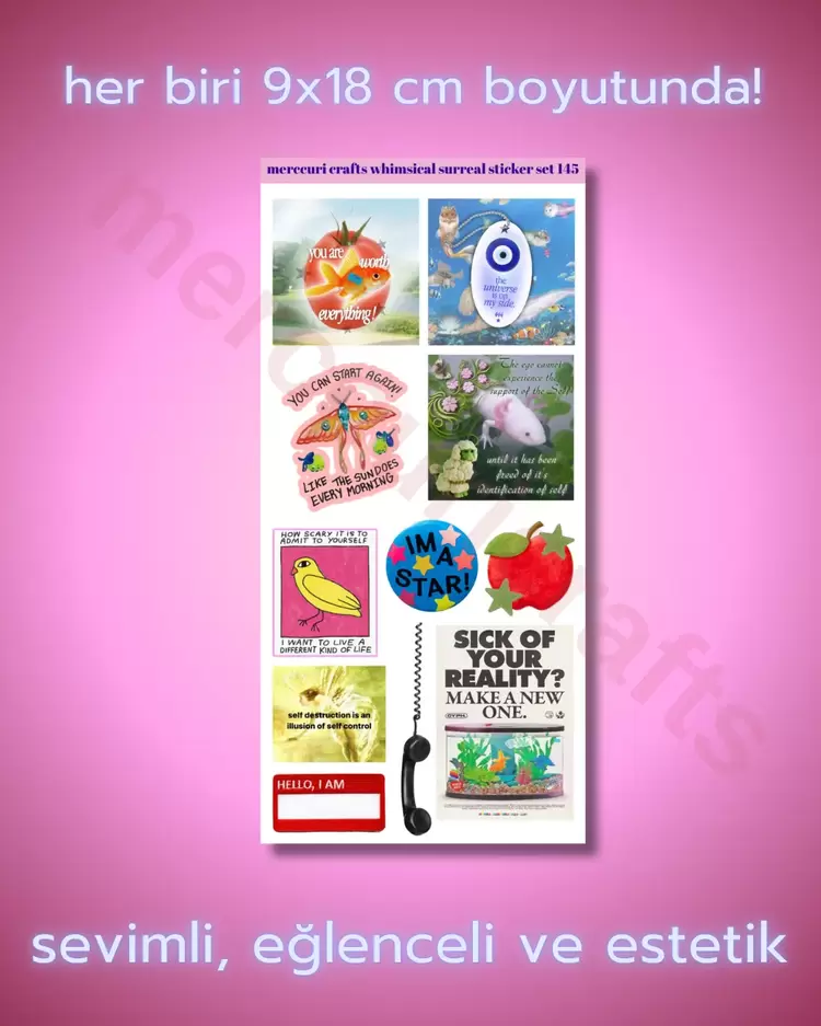 Liminal Sürreal Sticker Seti (34+ adet Yüksek Kaliteli) - Defter Ajanda, Laptop