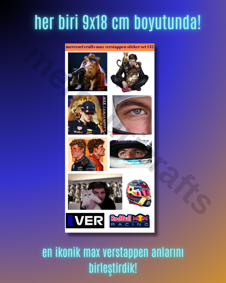 Max Verstappen F1 Sticker Seti (34+ adet, Yüksek Kaliteli) - Defter, Ajanda