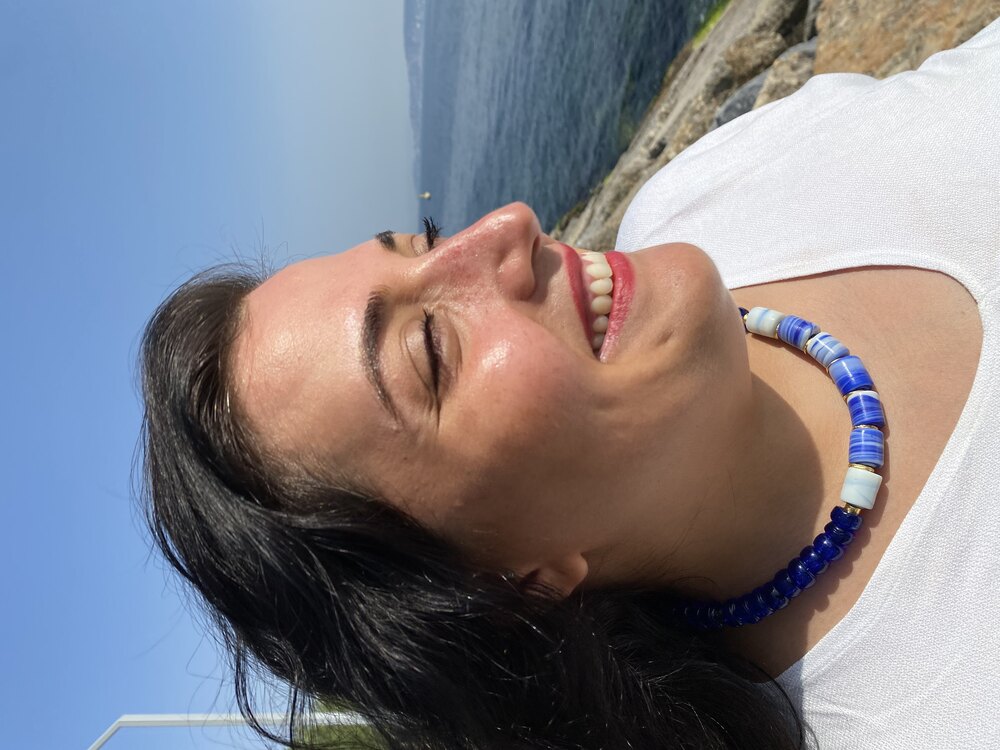 Fiji Lacivert Murano Cam Boncuk Kolye