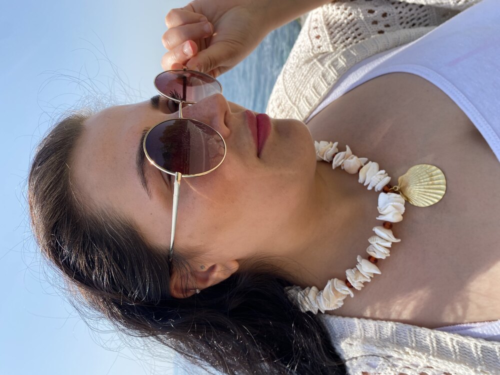 Hawaii Deniz Kabuğu Murano Cam Boncuk Kolye