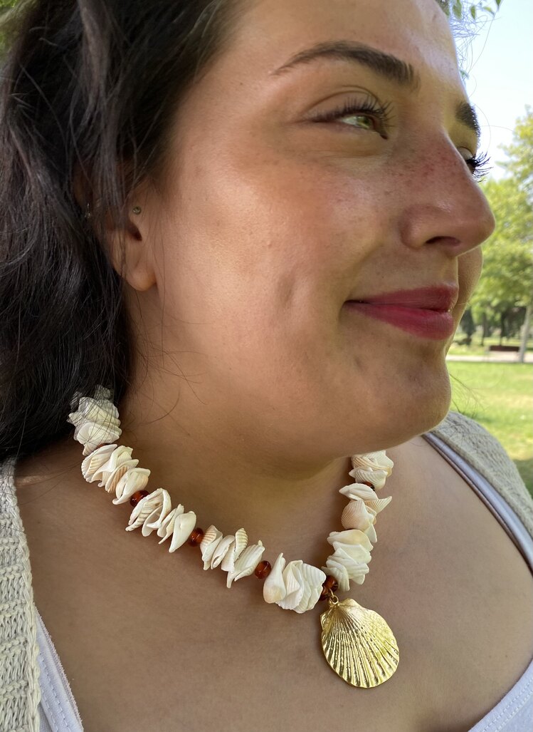 Hawaii Deniz Kabuğu Murano Cam Boncuk Kolye