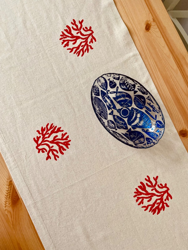 Keten Ocean Feast Runner + 4'lü Peçete Set