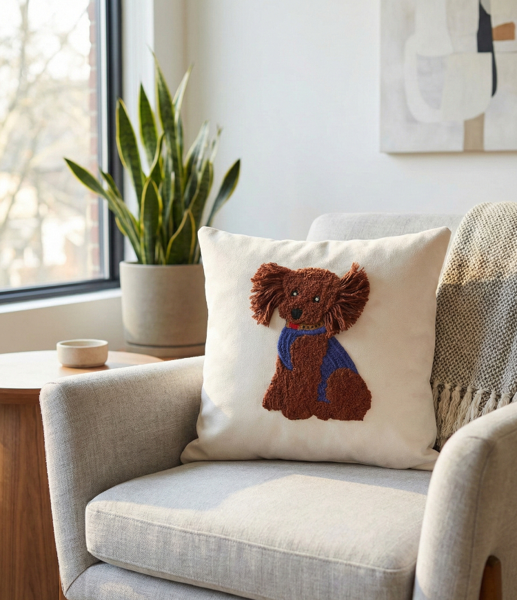 Brownie Hug Kırlent Kılıfı Köpek Desenli