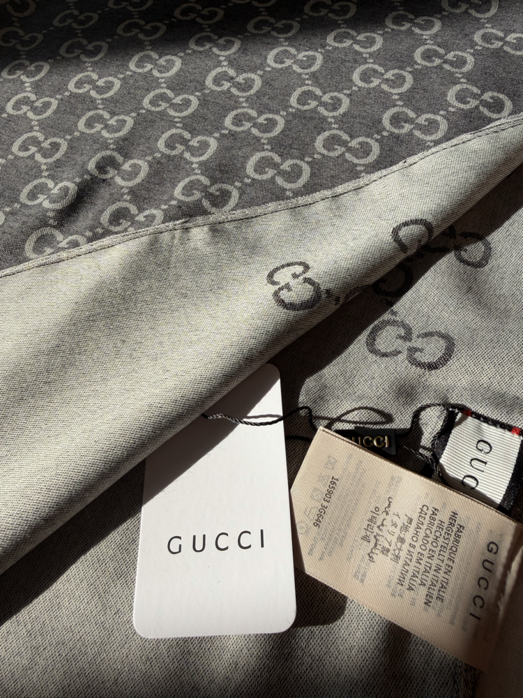 Gucci Çift Taraflı İthal A Kalite Yün İpek Şal