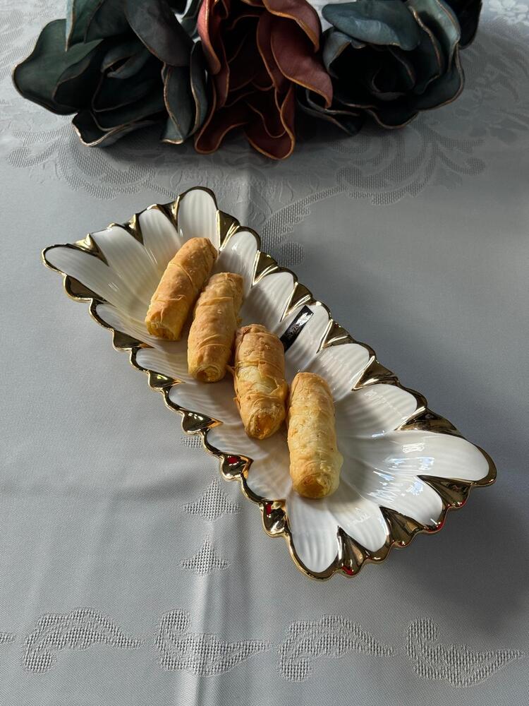 Flora Gold Dikdörtgen Sunum Tabak 32 Cm