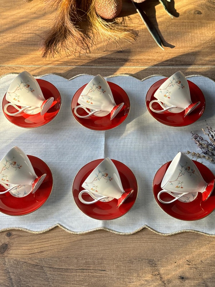 Veronica Rosso Tür Kahve Fincan Takımı 6 Kişilik 12 Parça