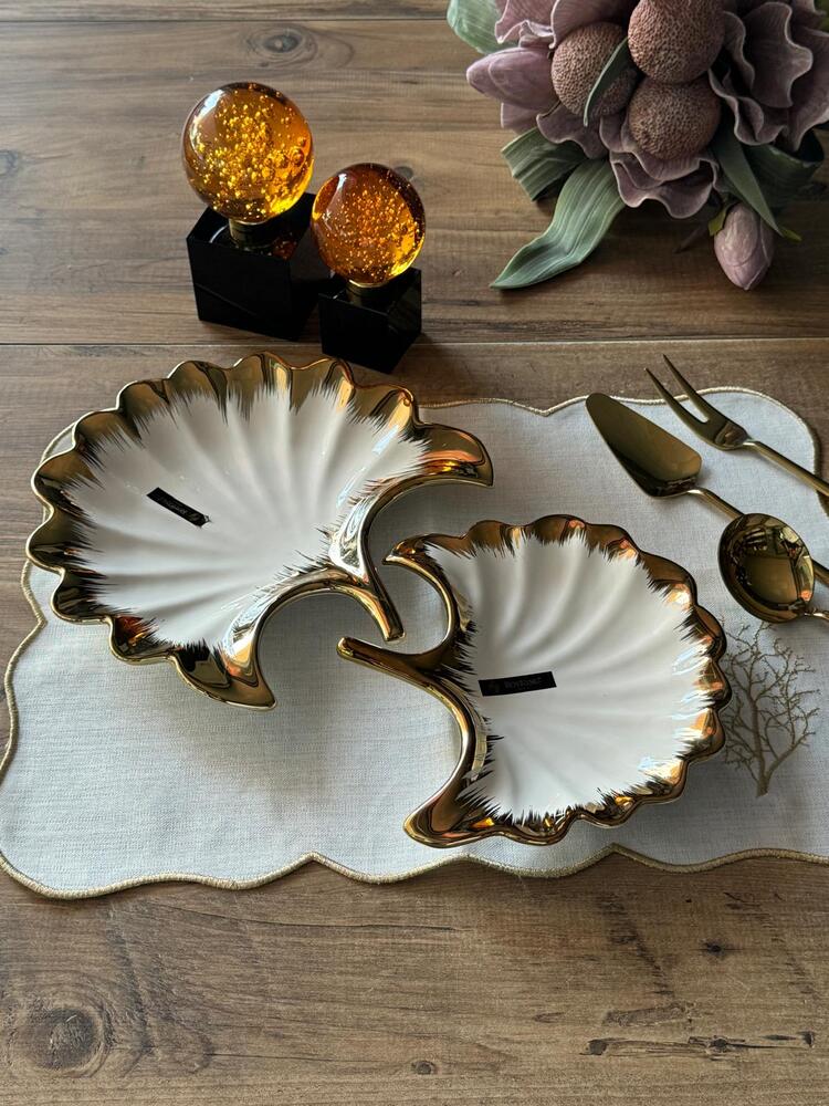 Ginkgo Yaprak Sunum Tabak 2'li 