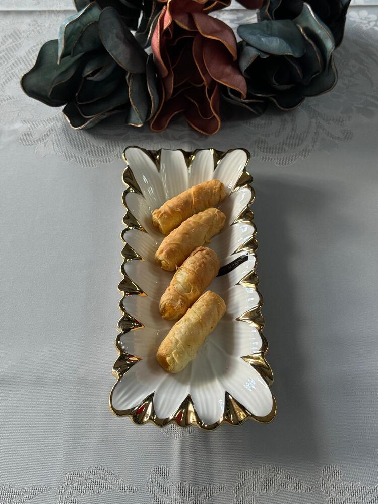 Flora Gold Dikdörtgen Sunum Tabak 32 Cm