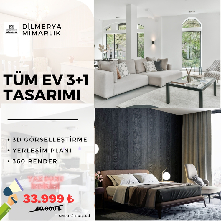 TÜM EV 3D TASARIMI 3+1 