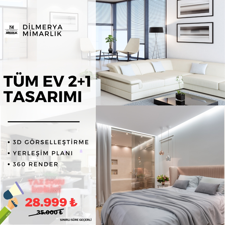 TÜM EV 3D TASARIMI 2+1 