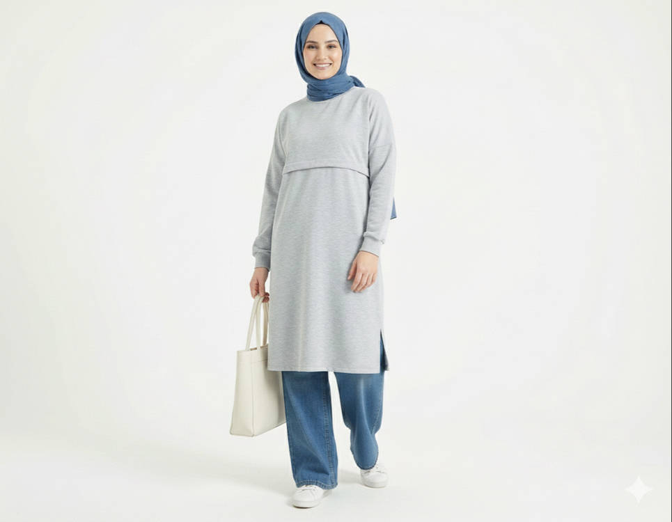 Oversize Tunik 100cm (Gri)