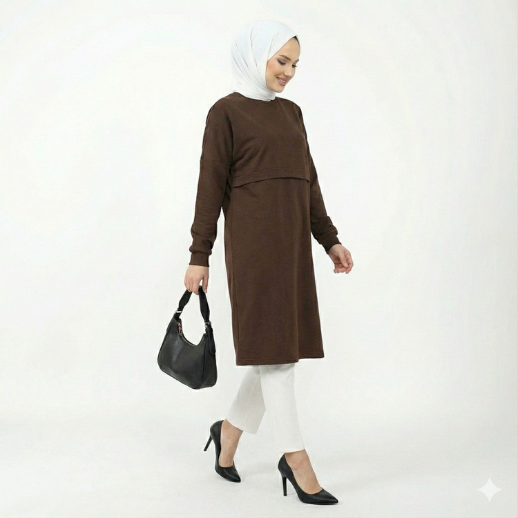 Oversize Tunik 100cm (Kahverengi)