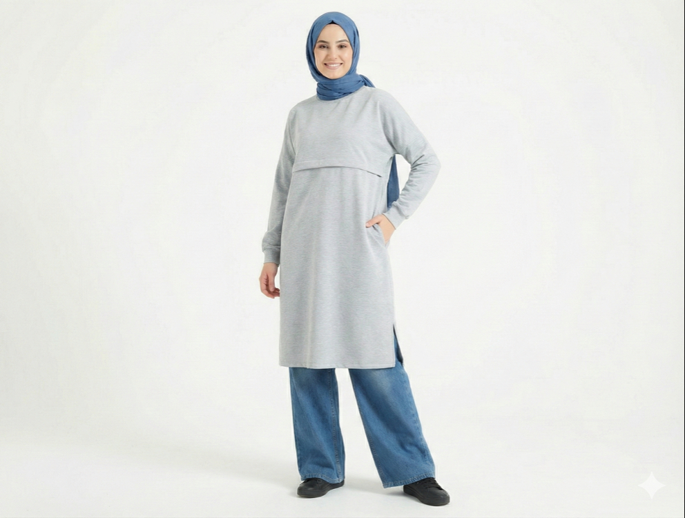 Oversize Tunik 100cm (Gri)