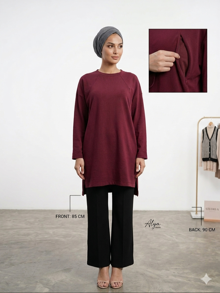 Yazlık Oversize Süprem Tunik (Vişne)