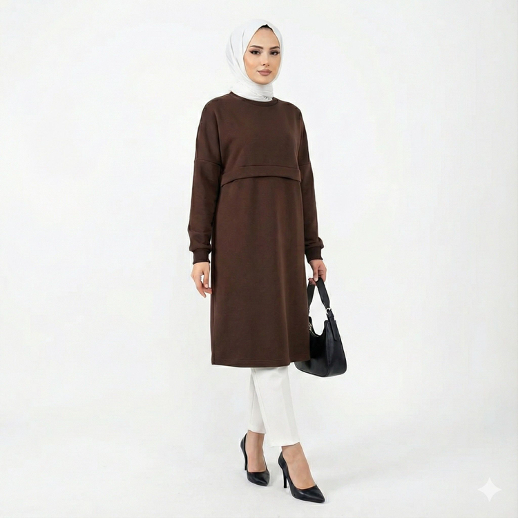 Oversize Tunik 100cm (Kahverengi)