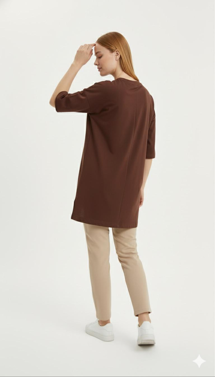 Oversize Pamuk Tişört (çikolata)