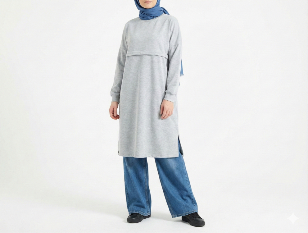 Oversize Tunik 100cm (Gri)