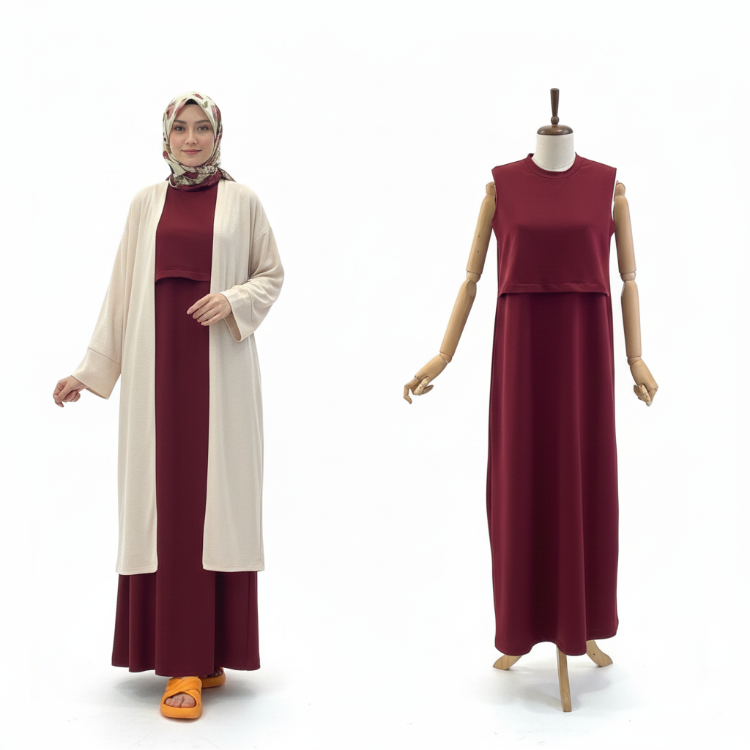 Elbise Sıfır Kol (Bordo)