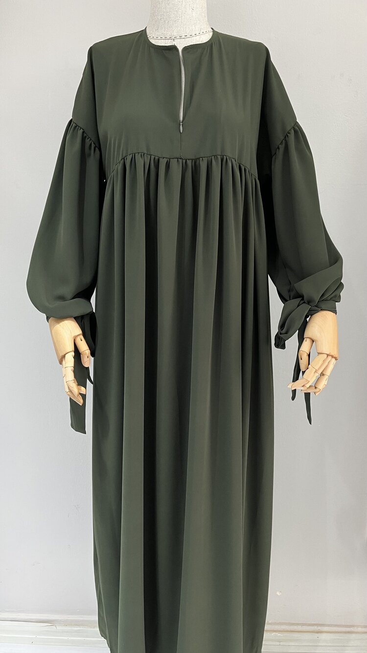 Haki Manşetli Abaya